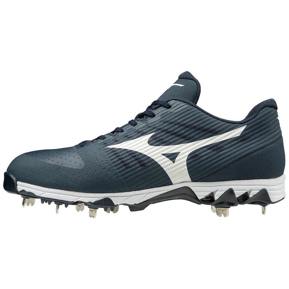 Mizuno Men's 9-Spike Ambition Low Metal Baseball Cleats Navy/White (320583-CXZ)